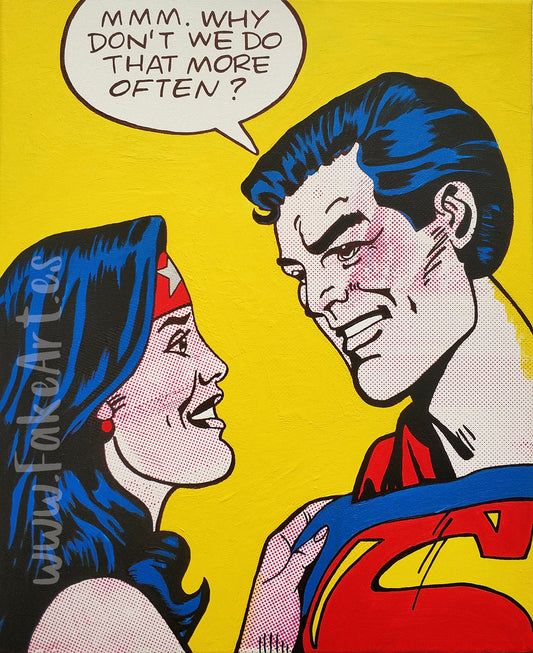 Superman & Wonder Woman – Pop Art Retro Geek Painting
